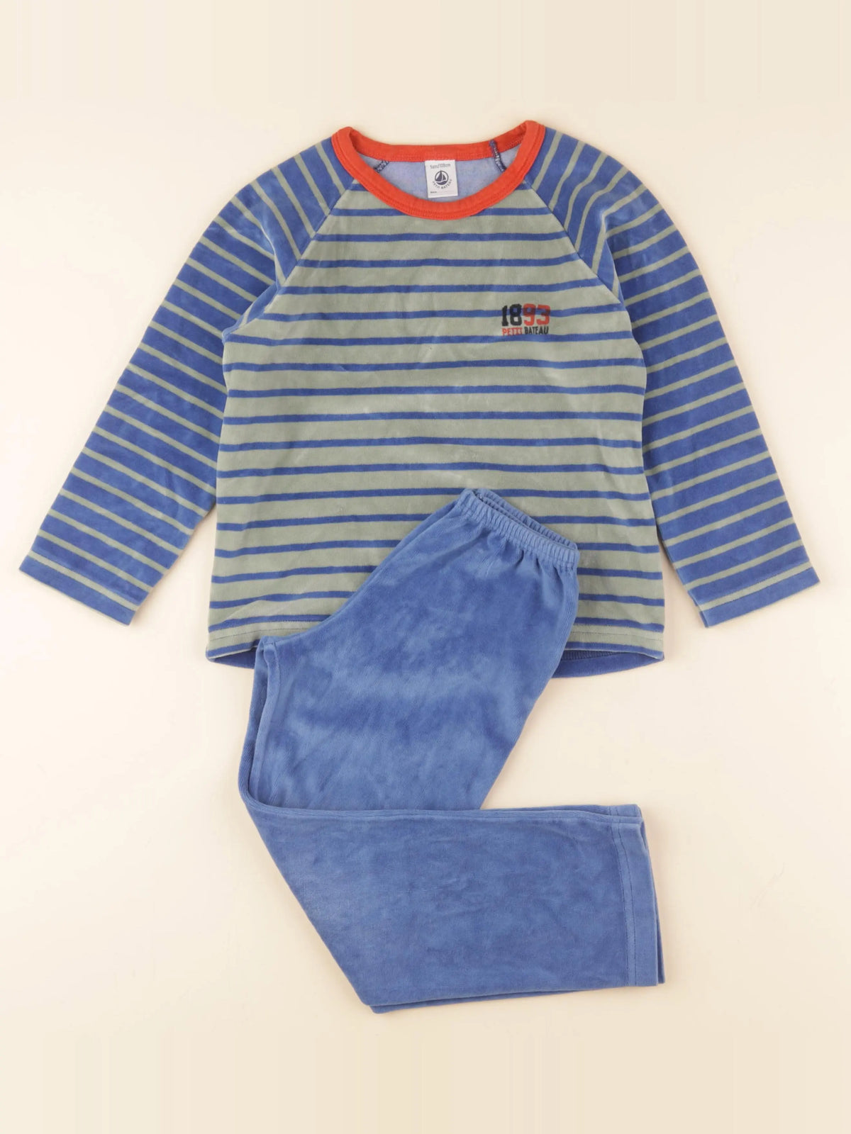 Petit Bateau - pyjama velours bleu - 5 ans