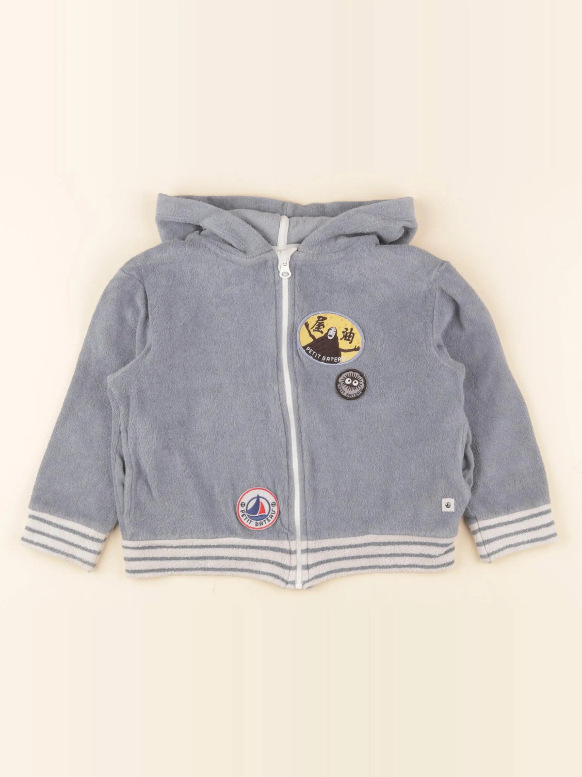 Petit Bateau - sweat éponge  bleu - 3 ans