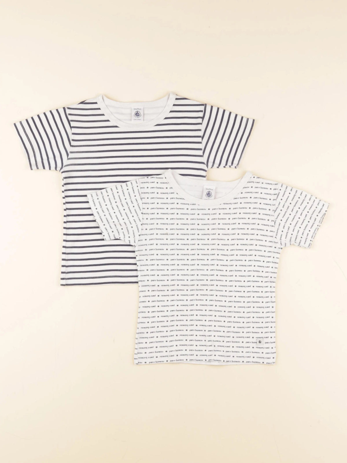 Petit Bateau - lot de 2 maillots de corps bleu, blanc - 3 ans