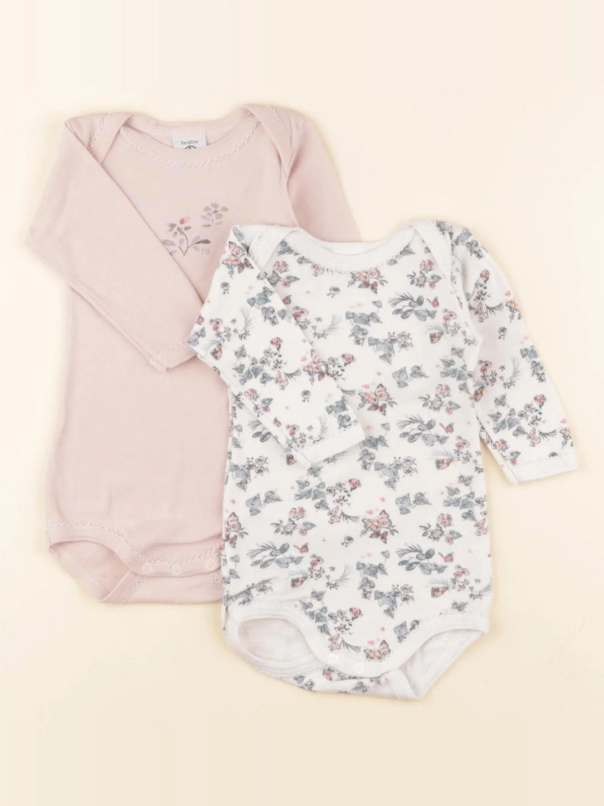 Petit Bateau - lot de 2 bodies en coton multicolore - 3 mois