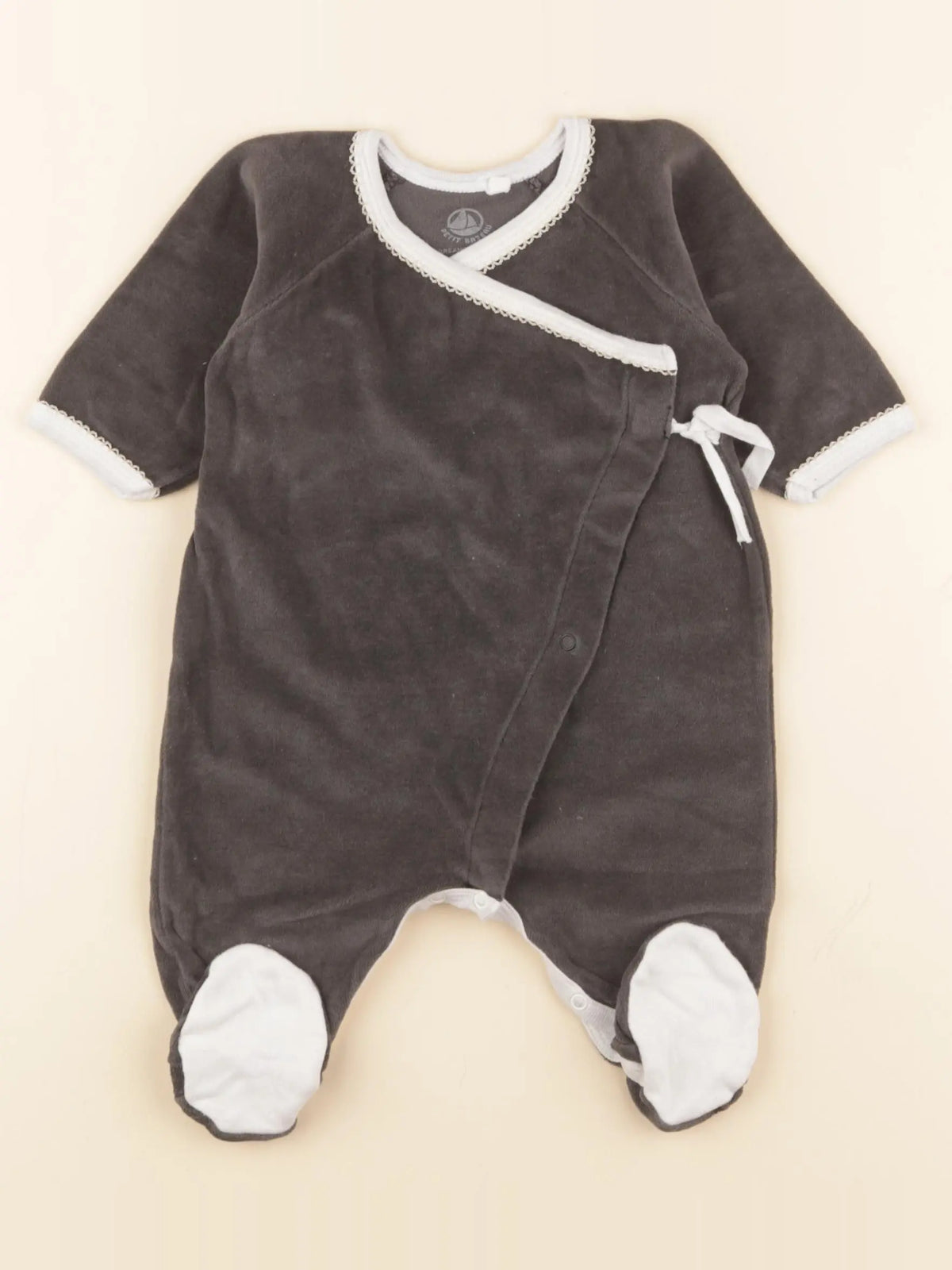 Petit Bateau - pyjama velours gris - 3 mois