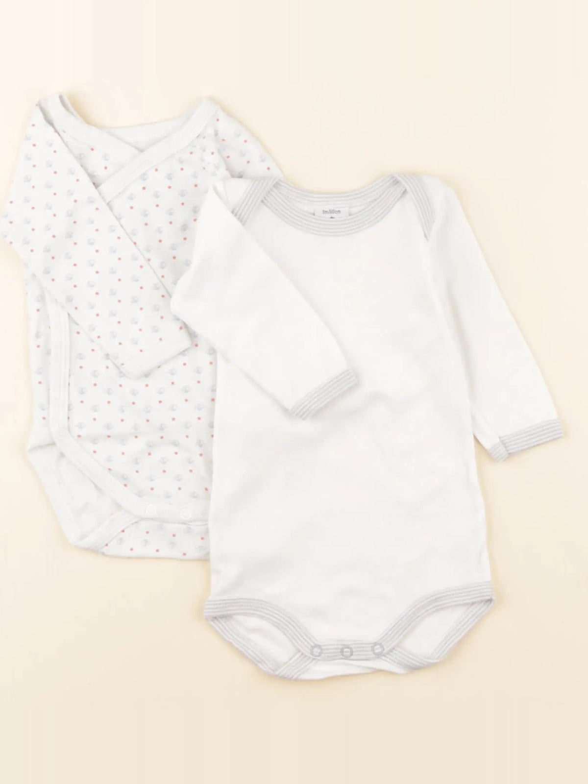 Petit Bateau - lot de 2 bodies en coton blanc - 6 mois