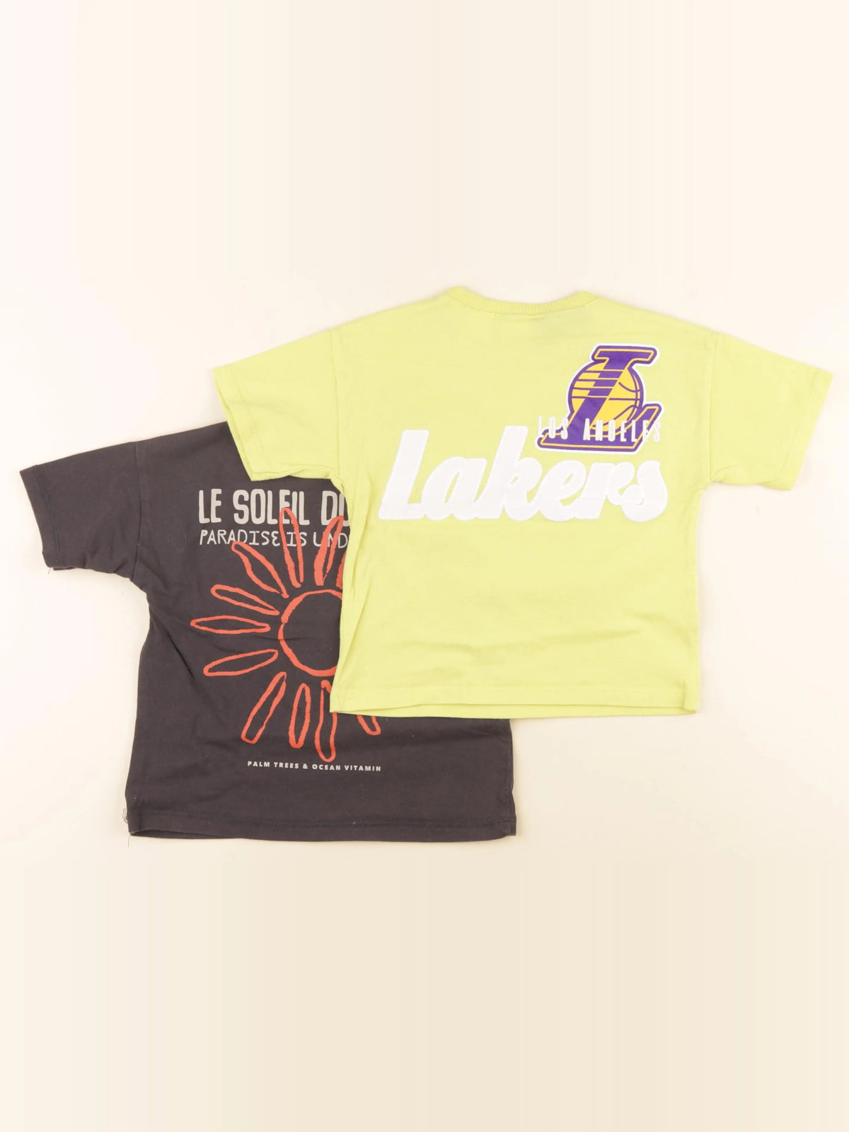 Zara - lot de 2 tee-shirts imprimé au dos jaune, gris - 2 ans
