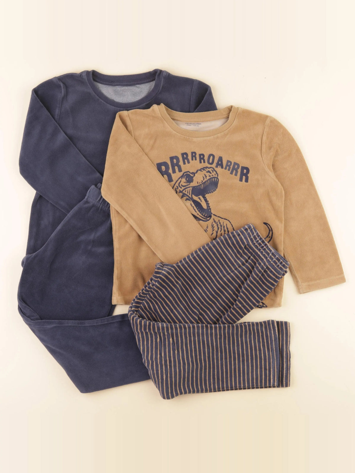 Vertbaudet - lot de 2 pyjamas velours bleu, marron - 6 ans