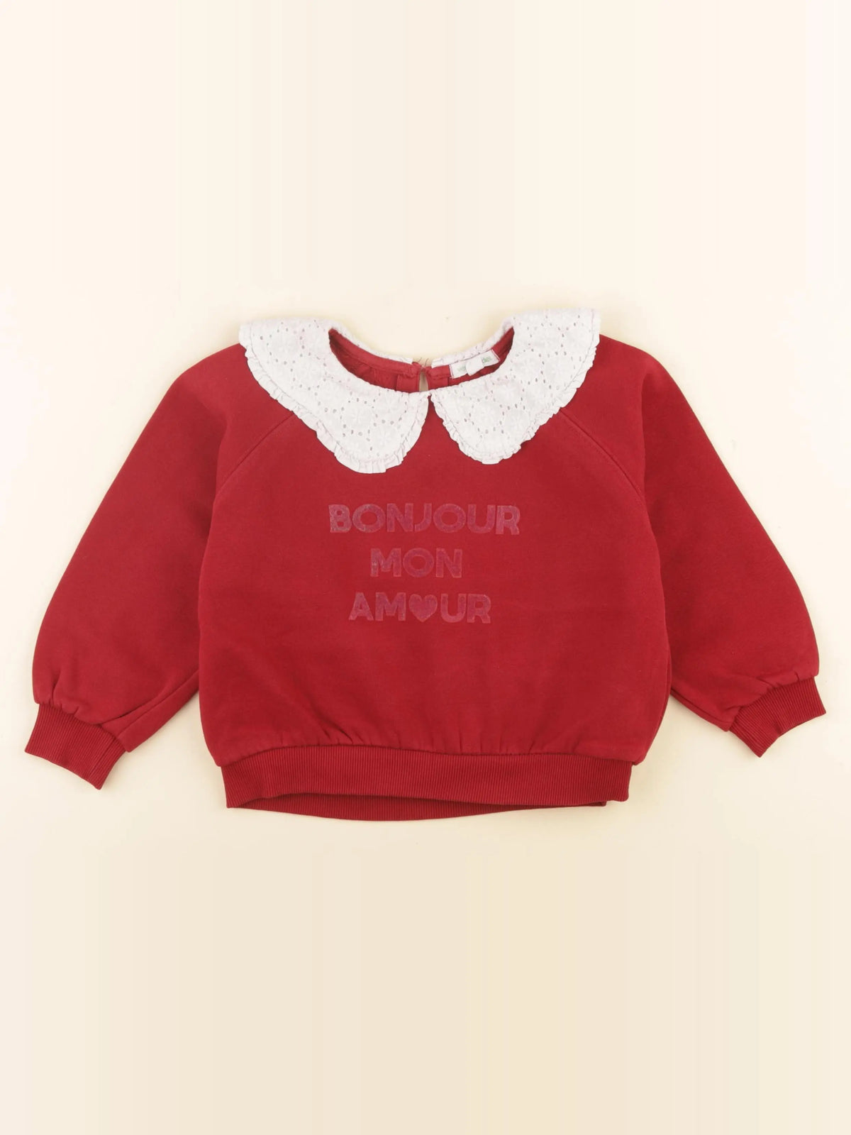 Vertbaudet - sweat blanc, rouge - 4 ans