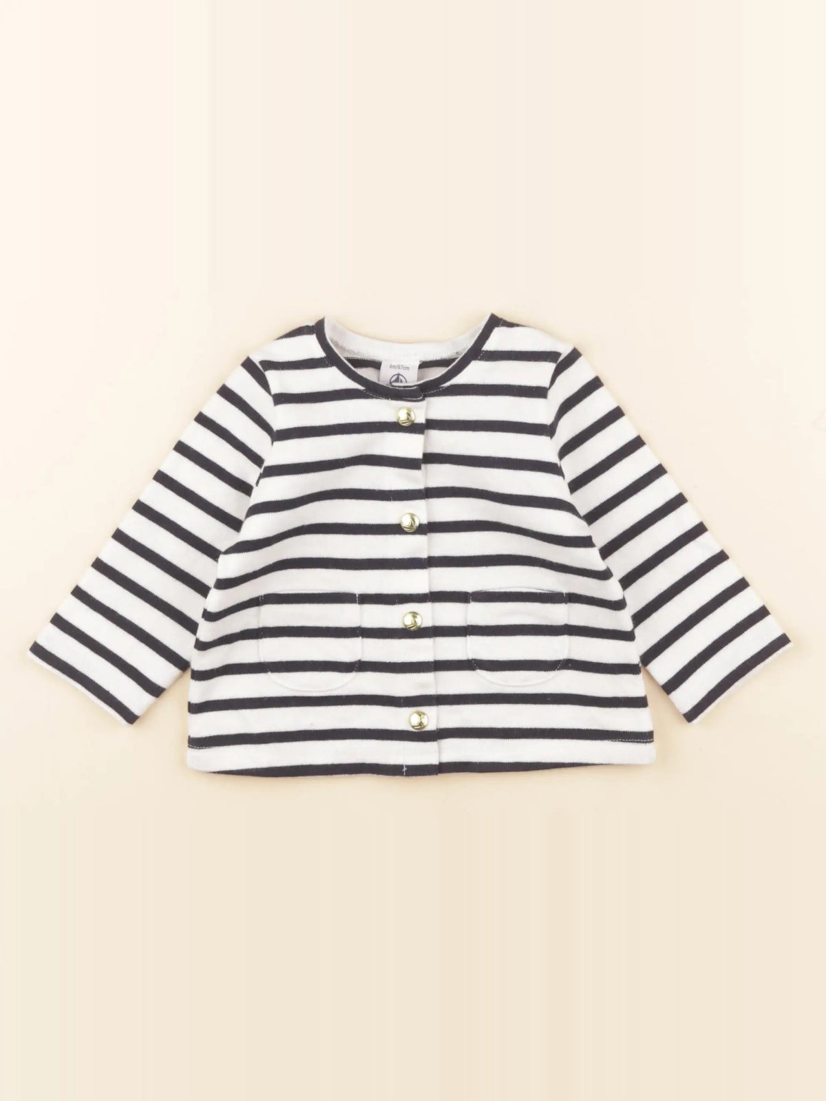 Petit Bateau - sweat blanc, bleu - 6 mois