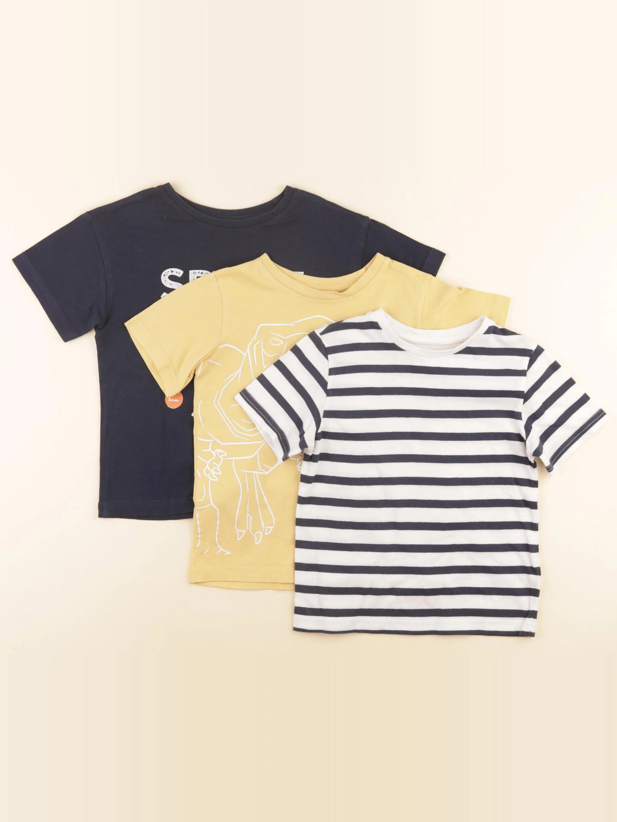 Vertbaudet - lot de 3 tee-shirts jaune, bleu - 6 ans