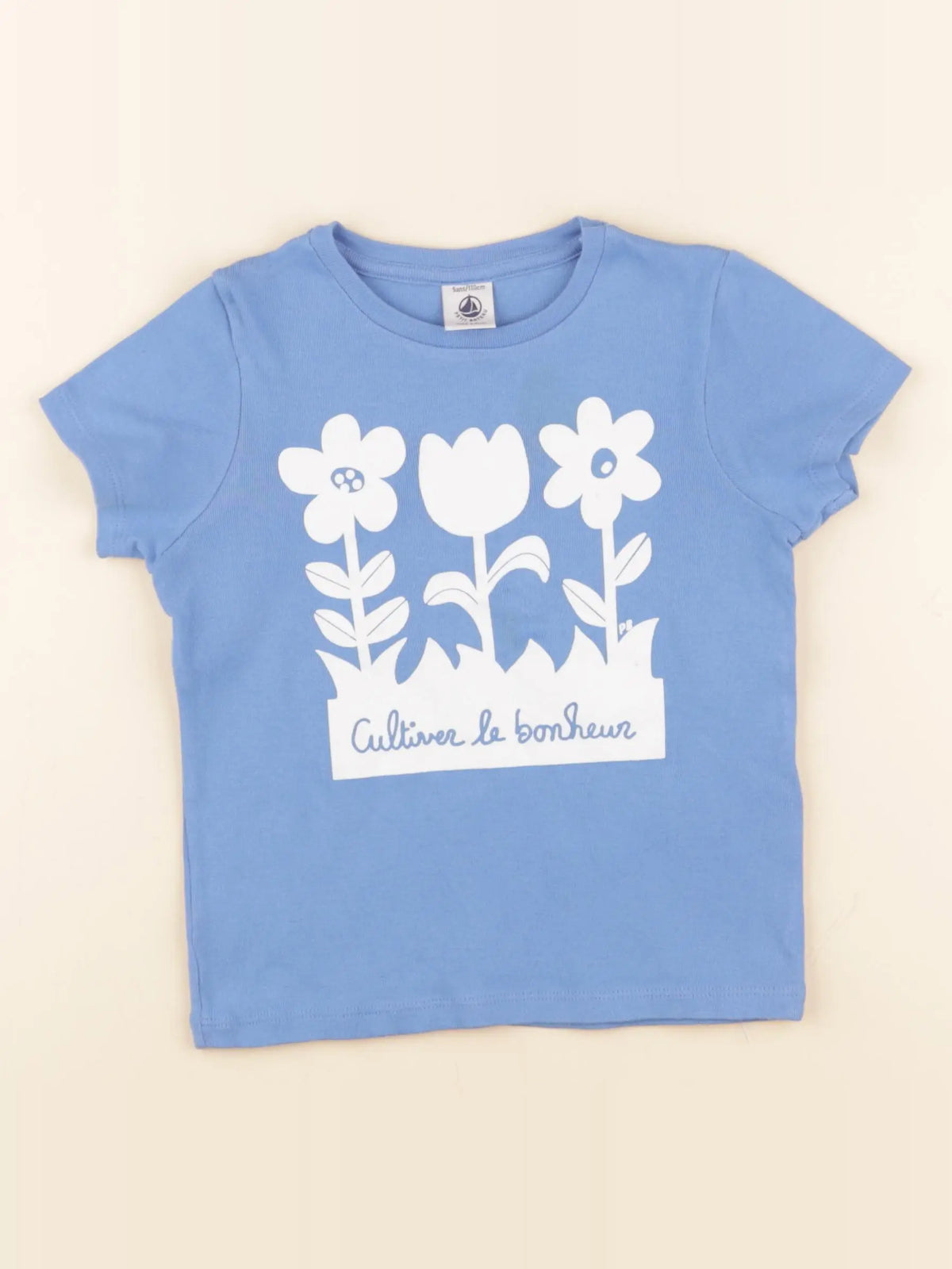 Petit Bateau - tee-shirt bleu - 5 ans