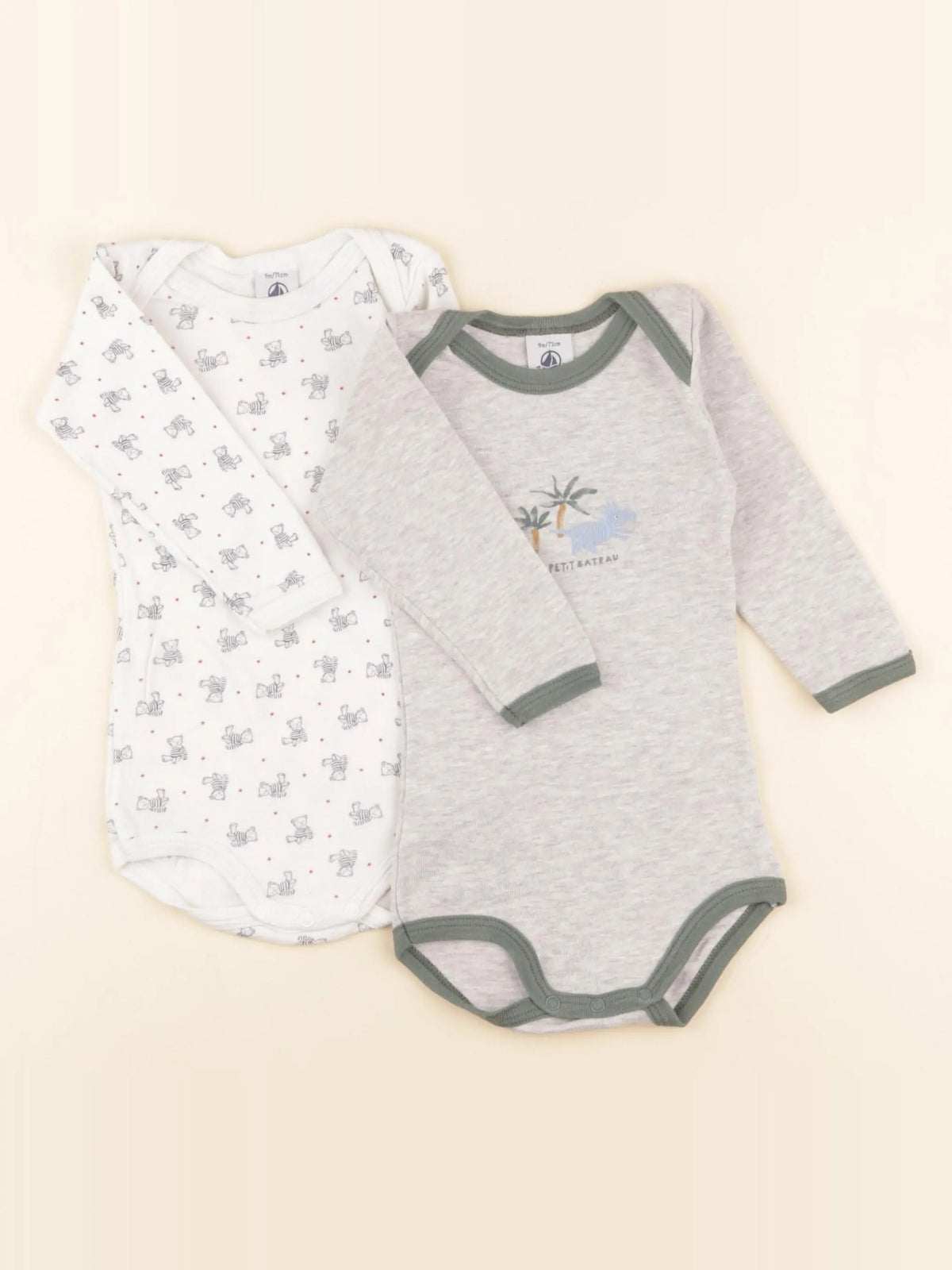 Petit Bateau - lot de 2 bodies en coton multicolore - 9 mois