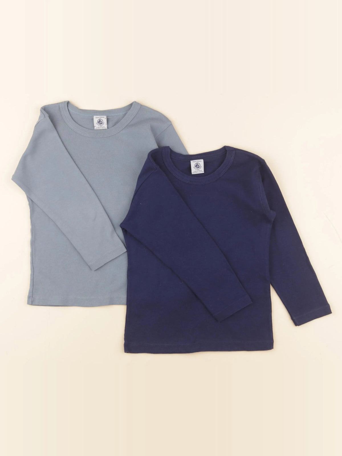 Petit Bateau - lot de 2 maillots de corps bleu - 4 ans