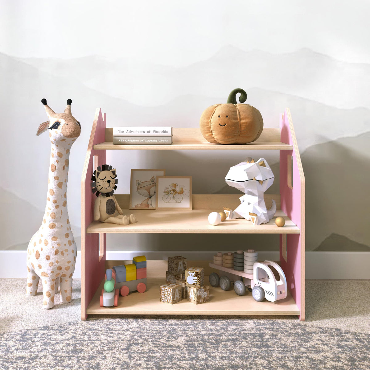 Étagère à jouets - Couleur bleu clair / rose
