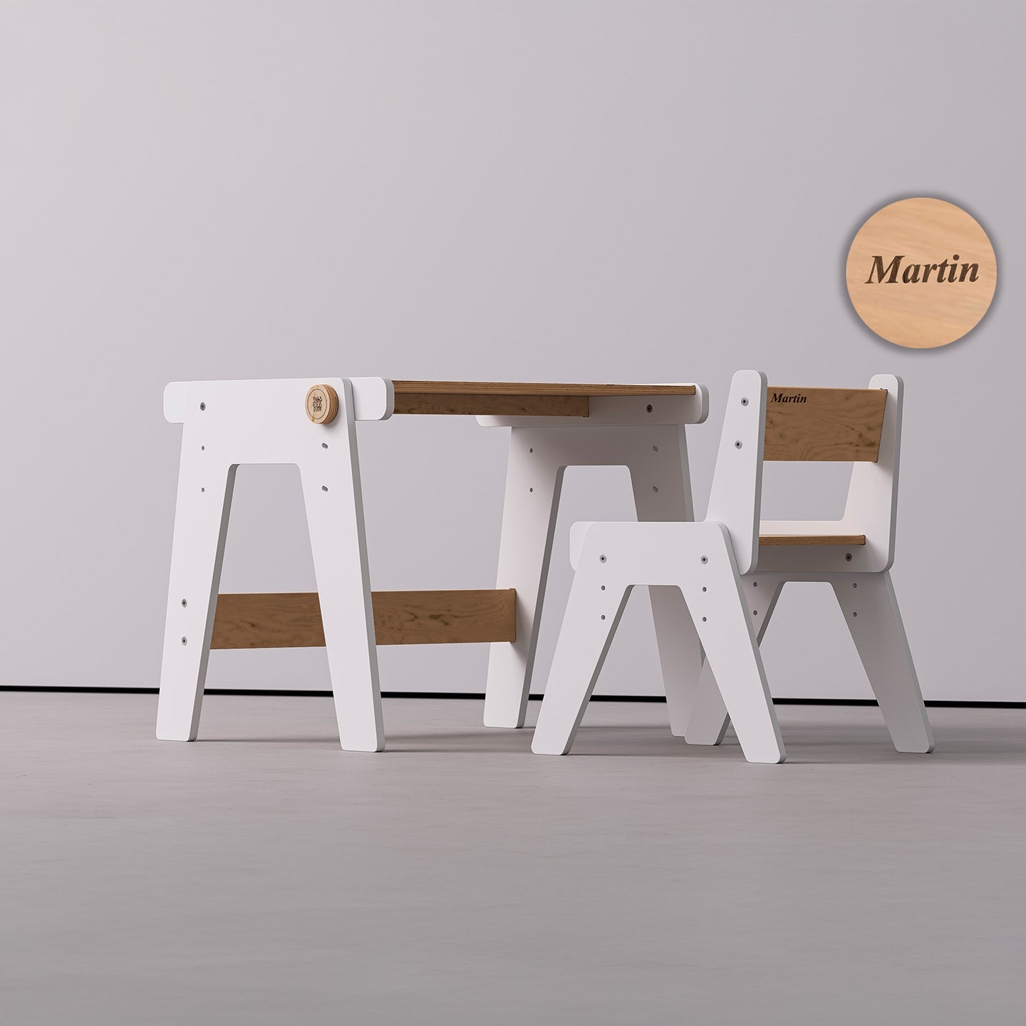 Ensemble - table et chaise évolutives pour jeunes enfants - blanche