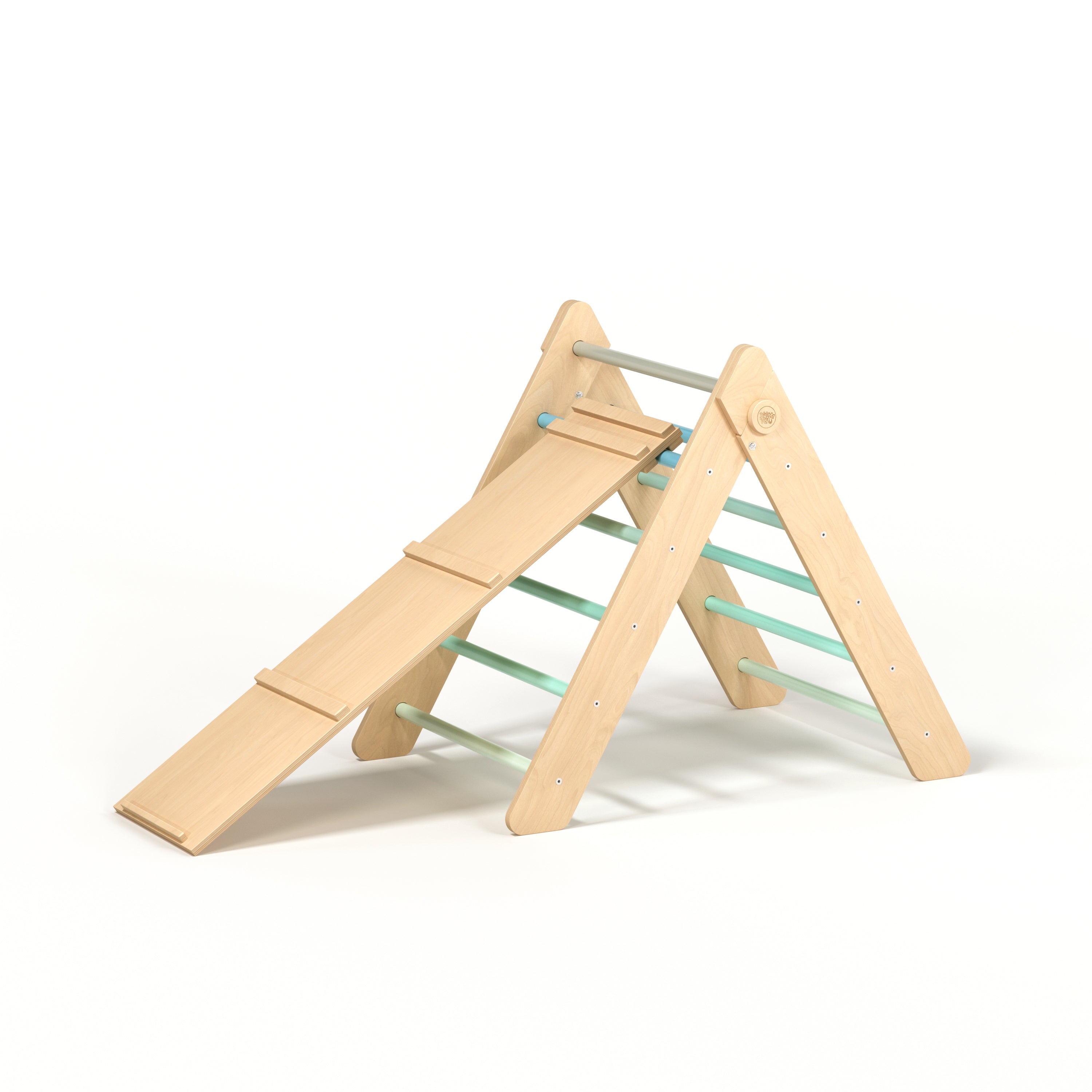 Ensemble - Triangle de Pikler et un grand toboggan à double face