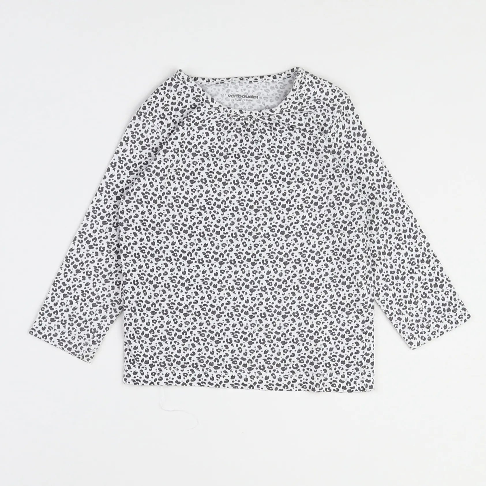 Vertbaudet - tee-shirt blanc, gris - 9 mois