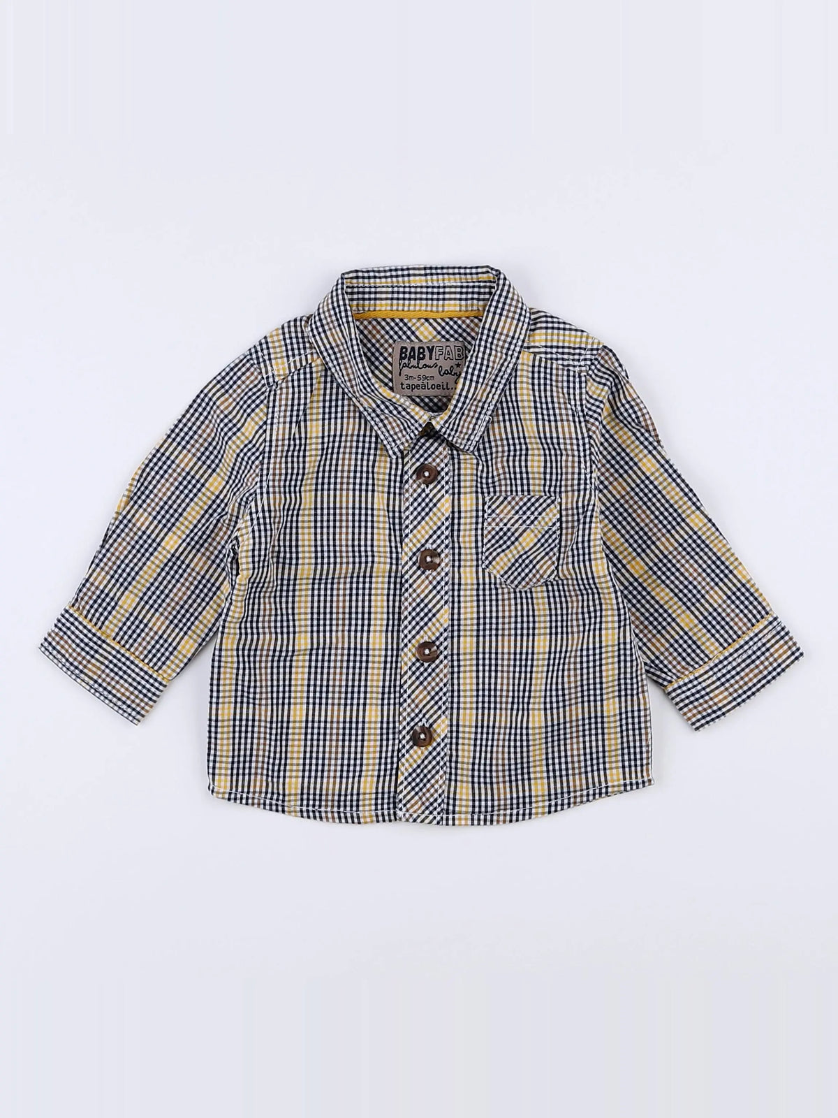 Tape à l'oeil - chemise jaune, bleu - 3 mois