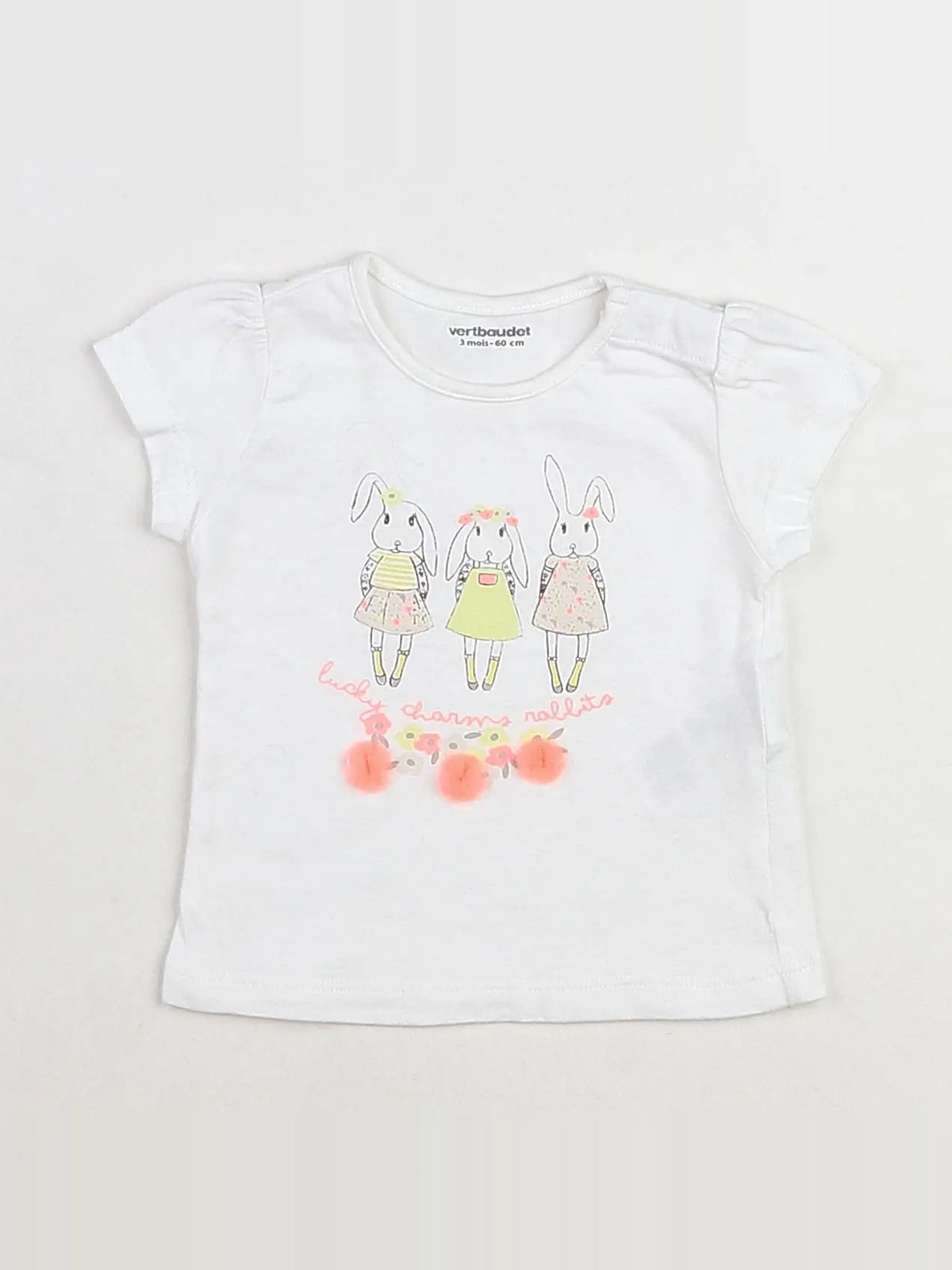 Vertbaudet - tee-shirt blanc - 3 mois