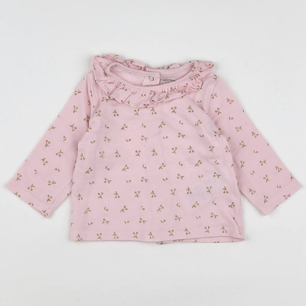 Vertbaudet - tee-shirt rose, or - 3 mois