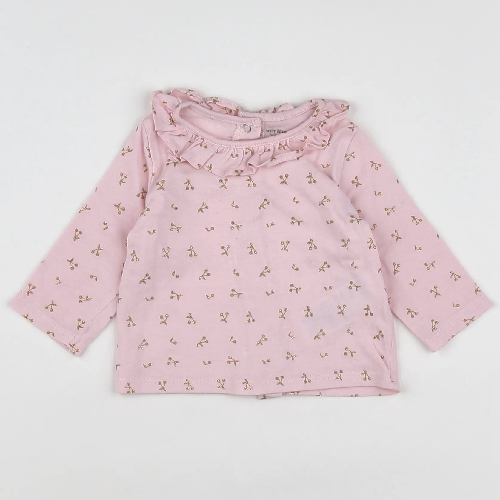 Vertbaudet - tee-shirt rose, or - 3 mois