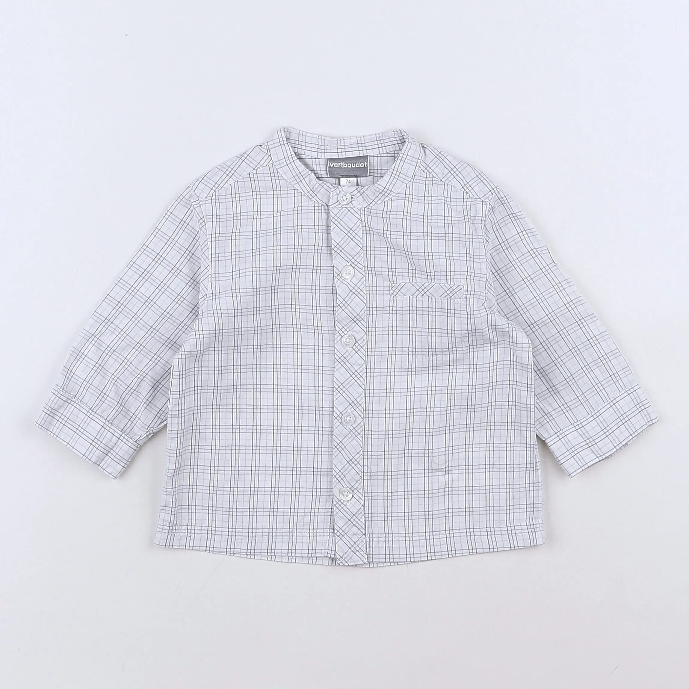 Vertbaudet - chemise blanc, gris - 12 mois