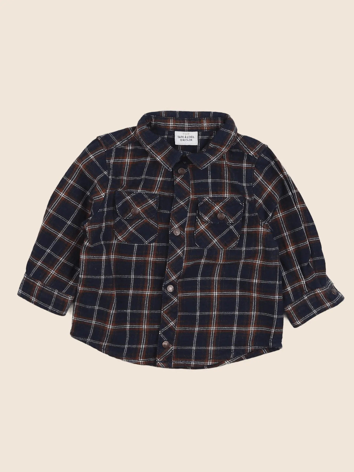 Tape à l'oeil - chemise bleu, marron - 12 mois