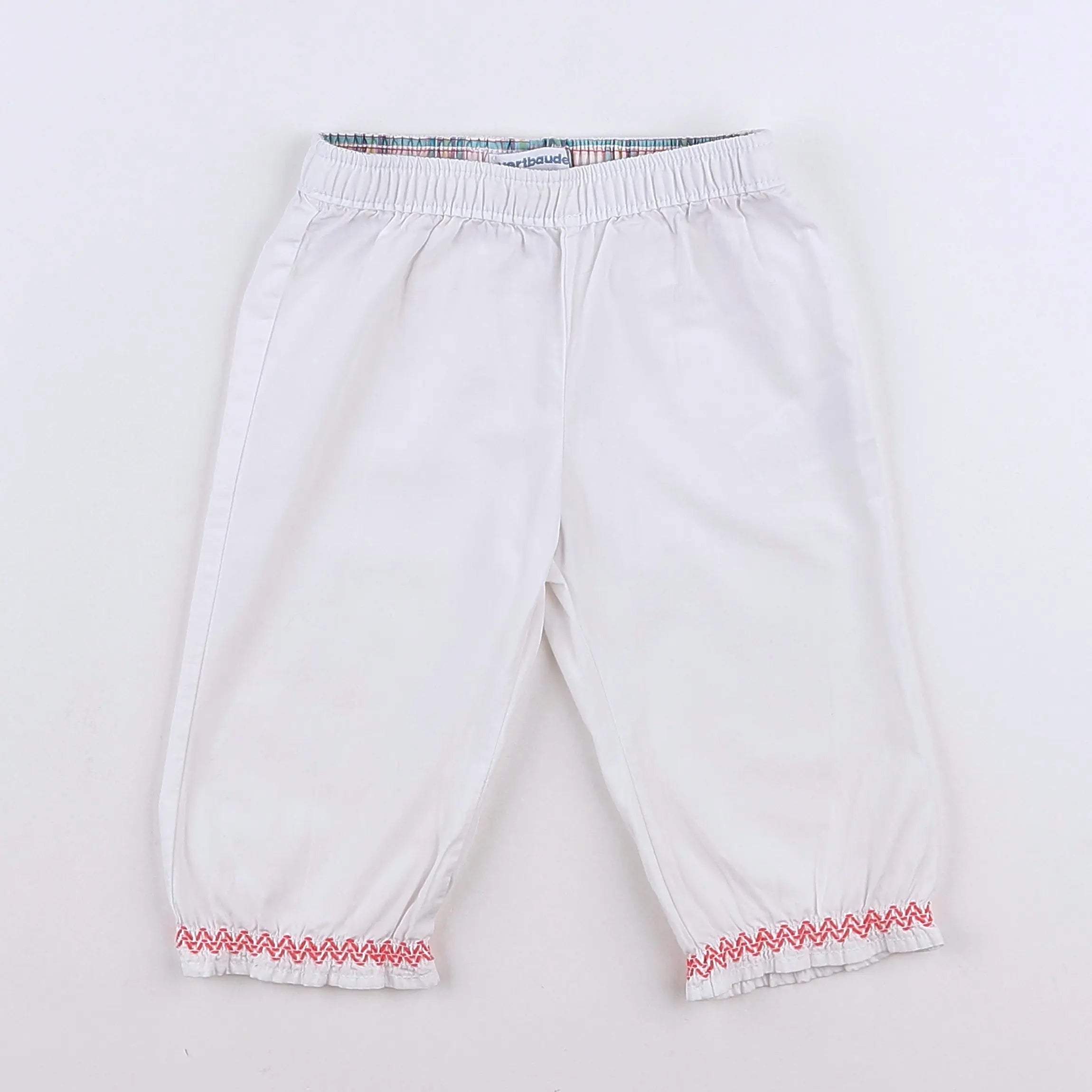 Vertbaudet - pantalon blanc, rose - 12 mois