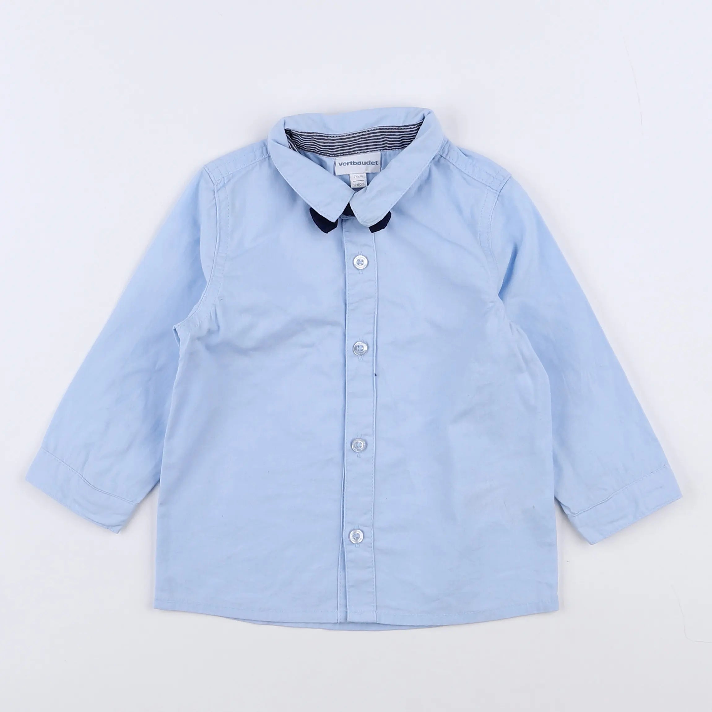 Vertbaudet - chemise bleu - 12 mois