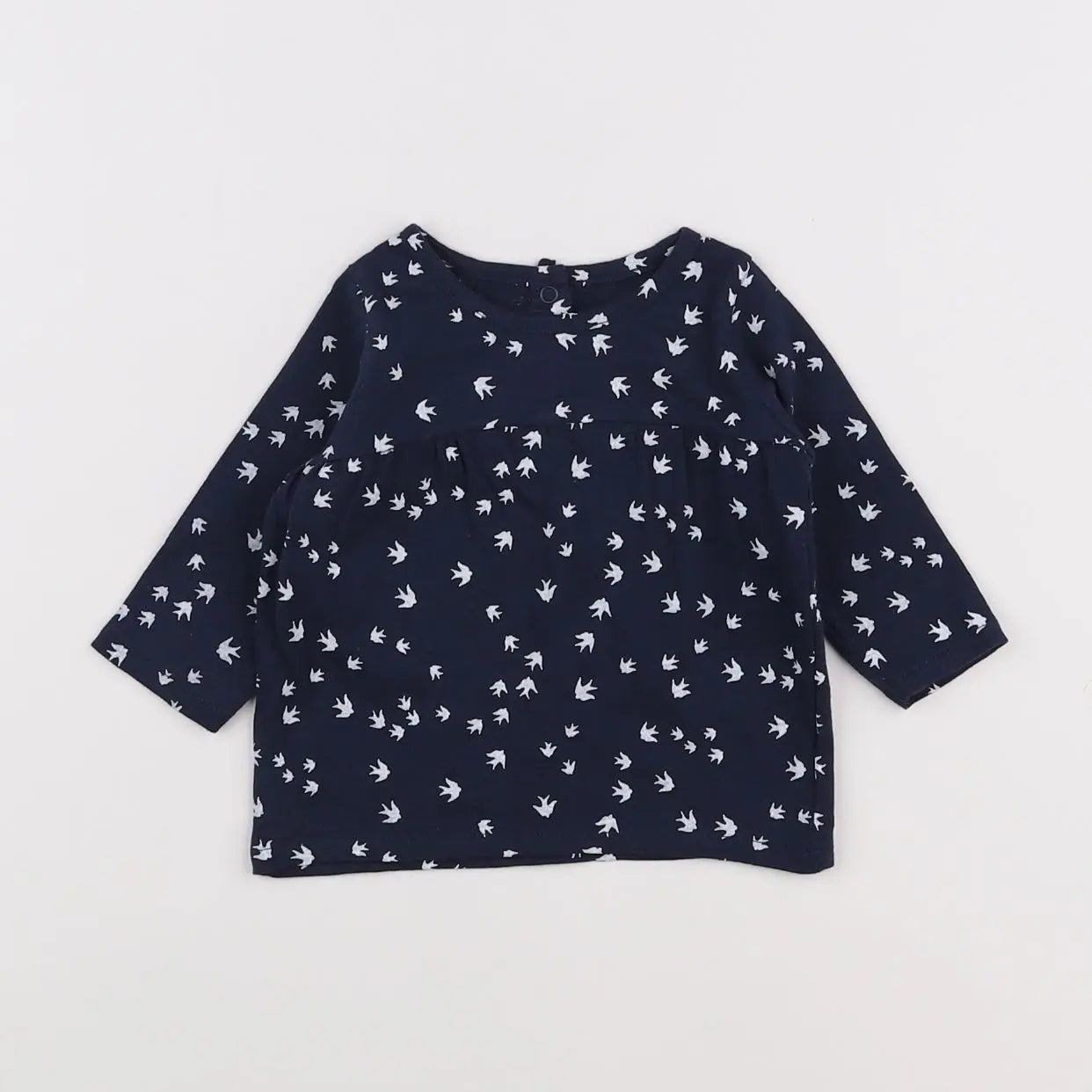 Vertbaudet - tee-shirt blanc, bleu - 3 mois
