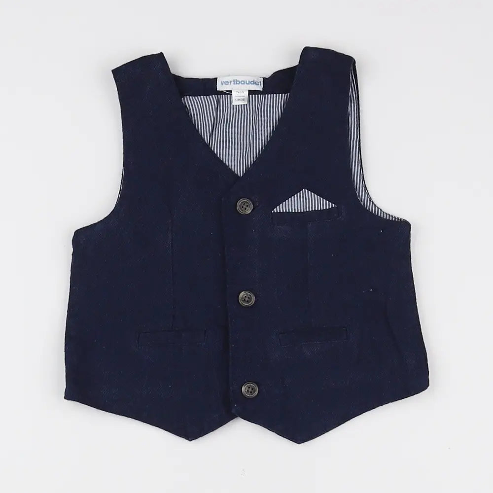 Vertbaudet - gilet bleu - 12 mois