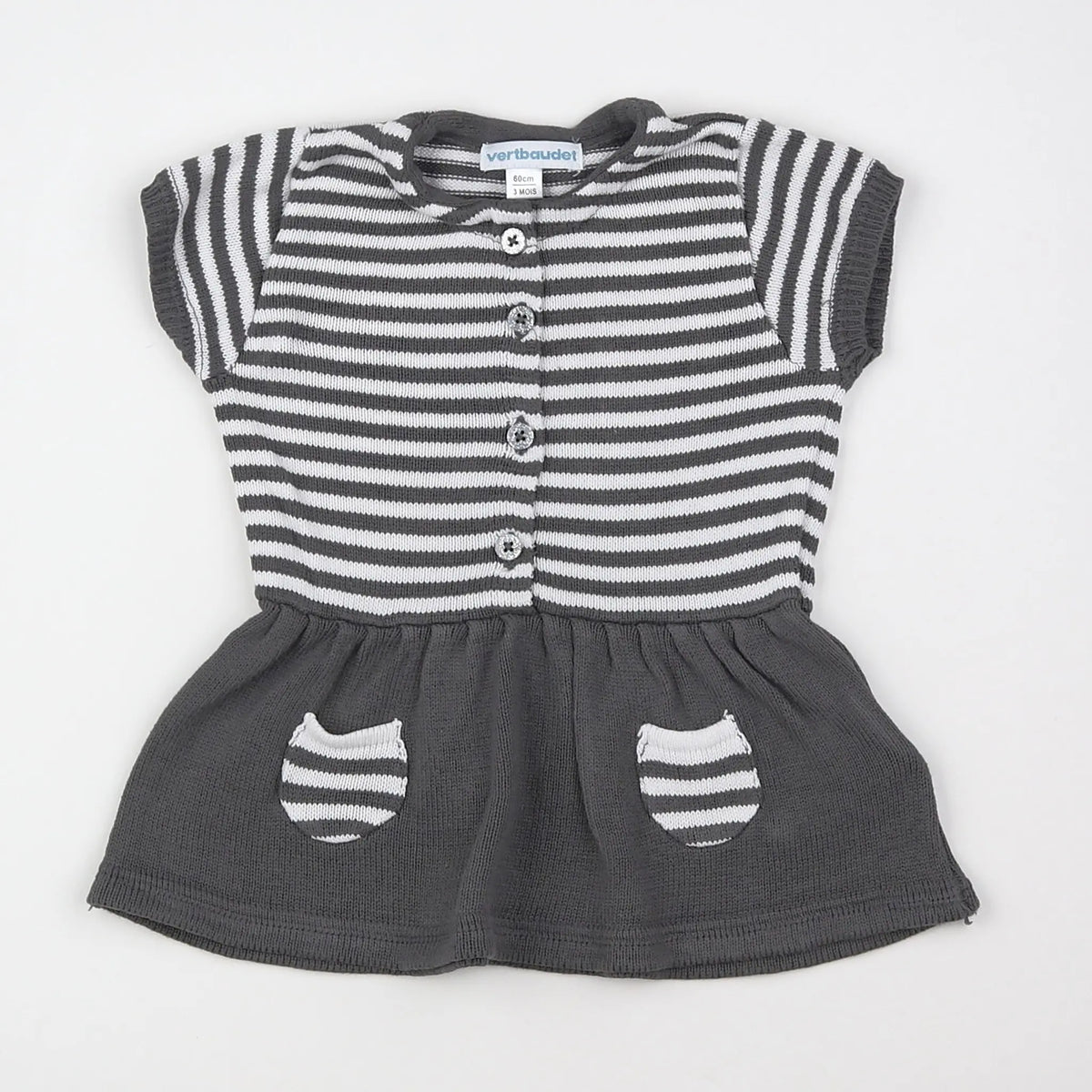 Vertbaudet - robe gris - 3 mois