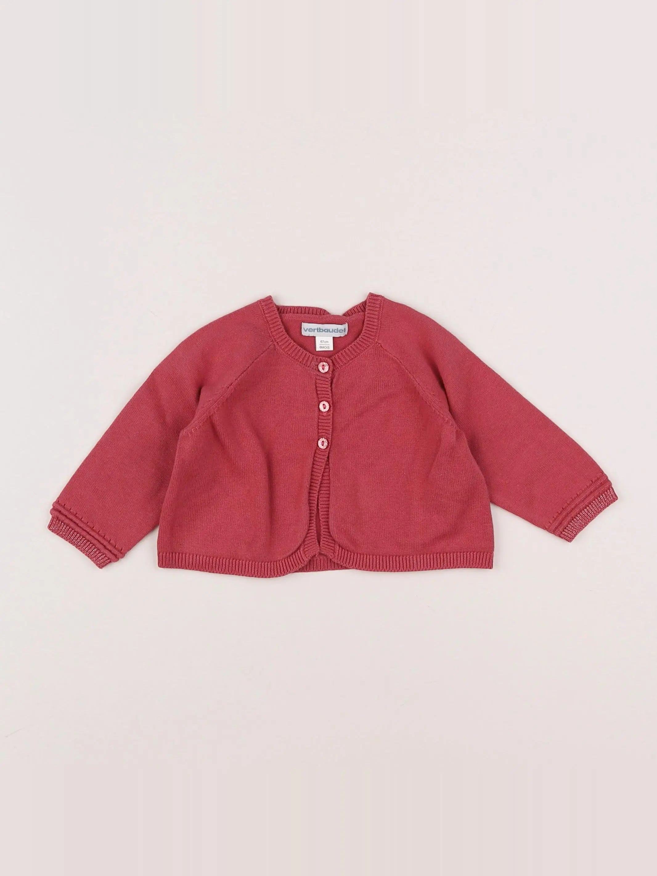 Vertbaudet - gilet rose - 6 mois