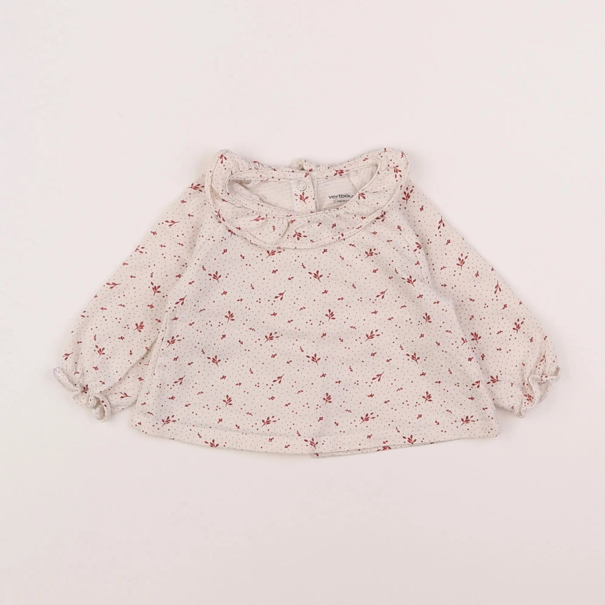 Vertbaudet - tee-shirt gris, rose - 3 mois