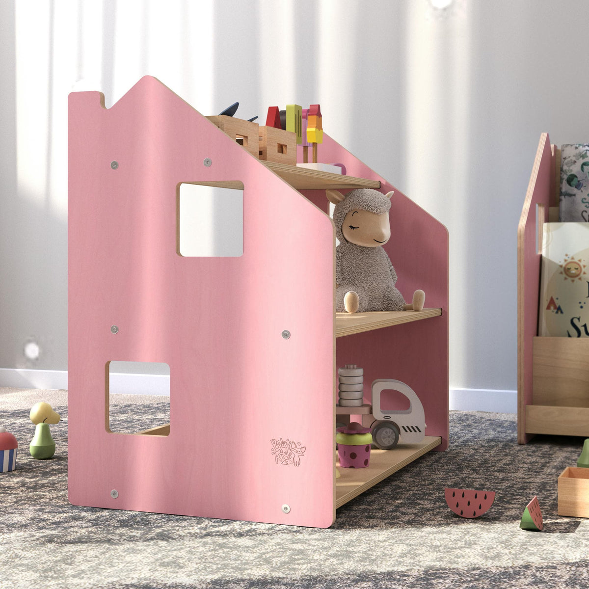 Étagère à jouets - Couleur bleu clair / rose