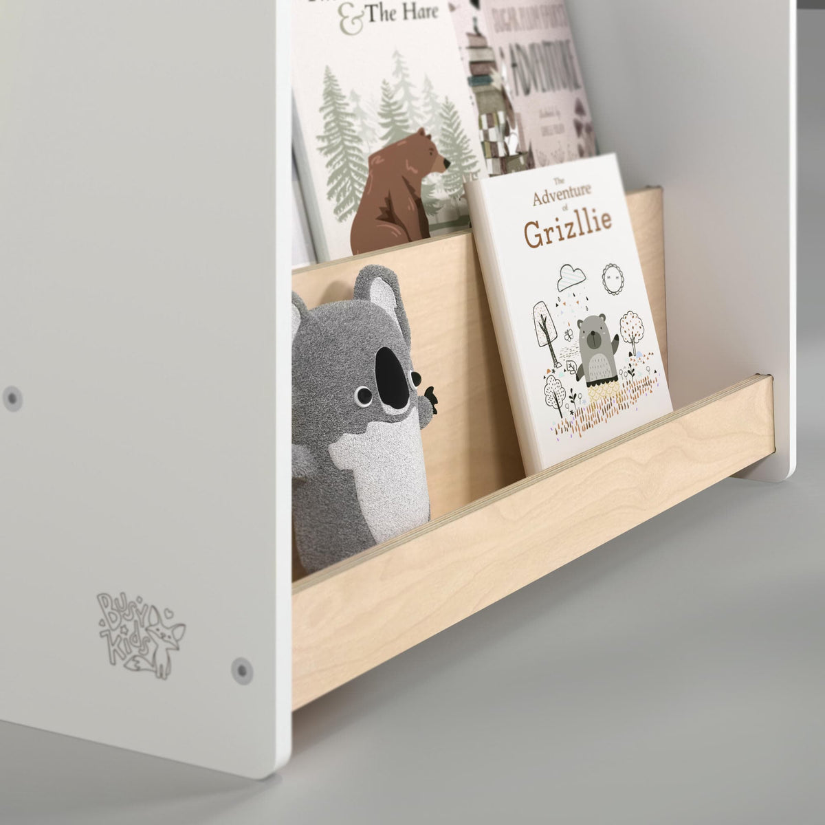 Ensemble - Bibliothèque enfant + Étagère à jouets - Blanc et Gris