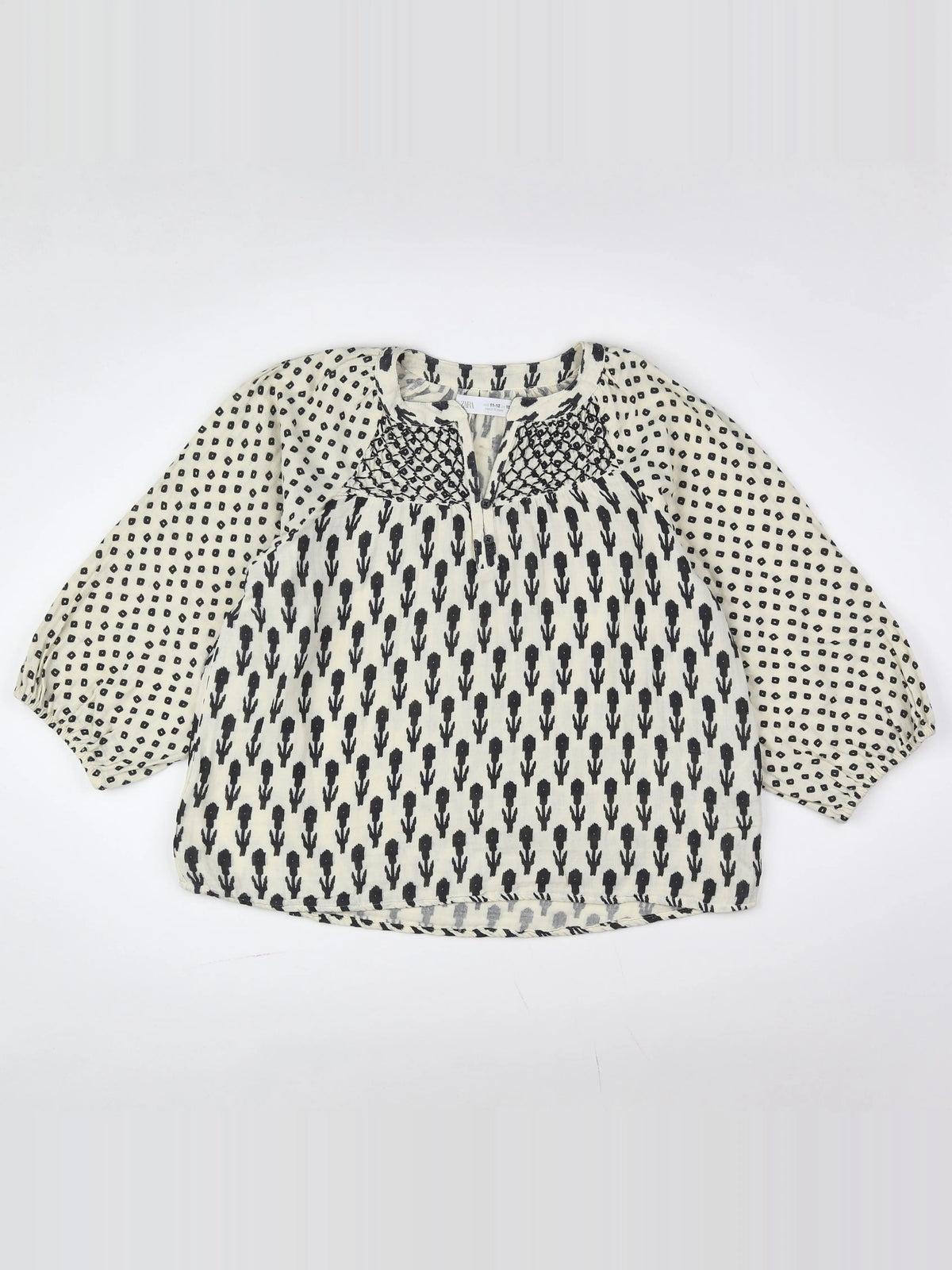Zara - blouse blanc, noir - 11/12 ans