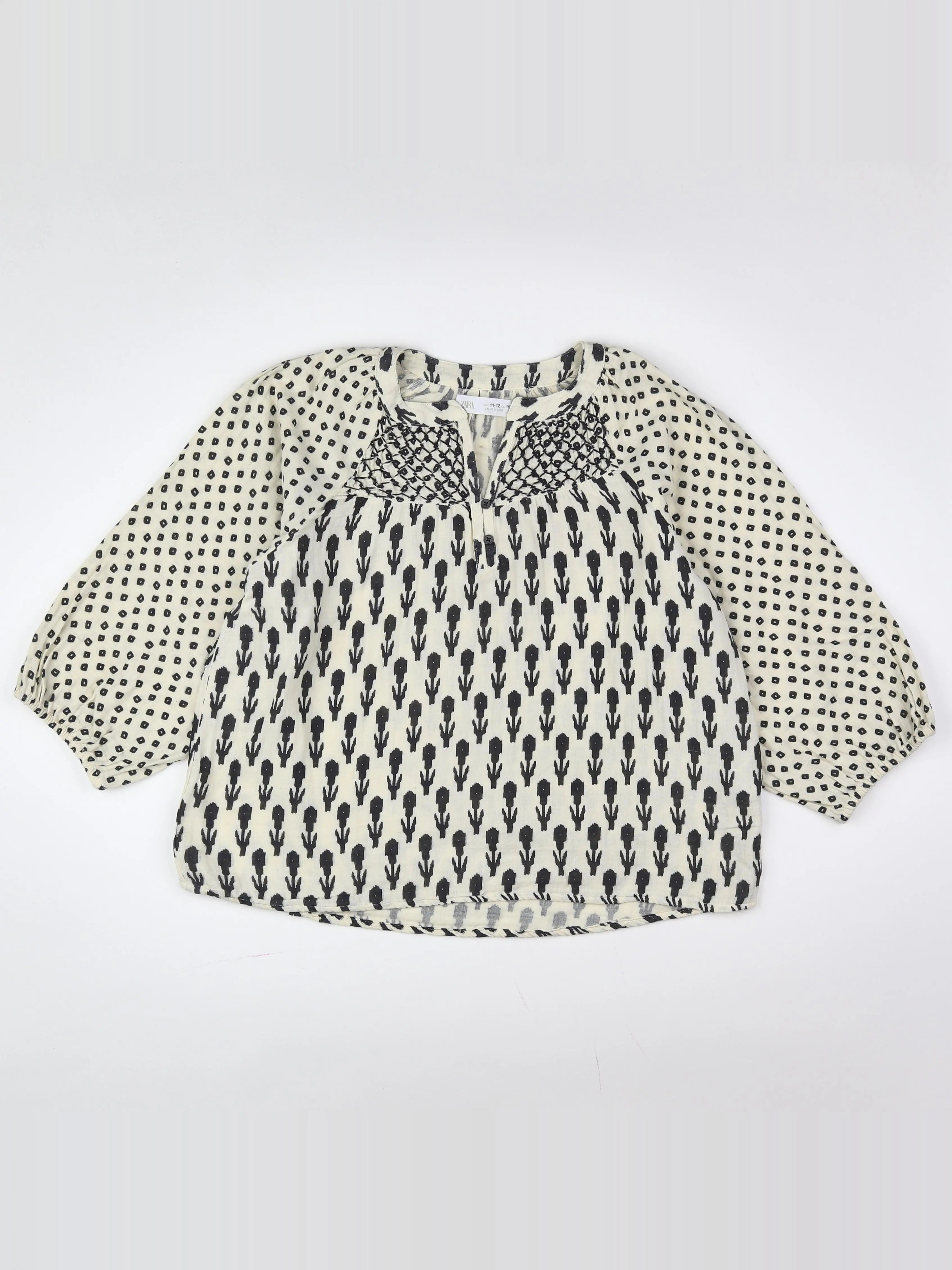 Zara - blouse blanc, noir - 11/12 ans