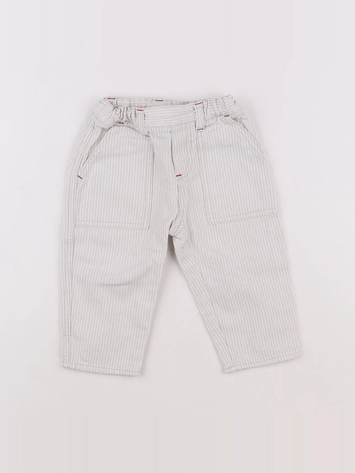 Petit Bateau - pantalon blanc, gris - 12 mois