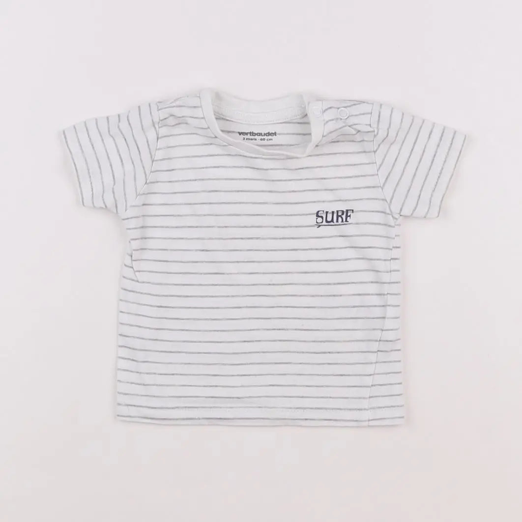 Vertbaudet - tee-shirt blanc - 3 mois