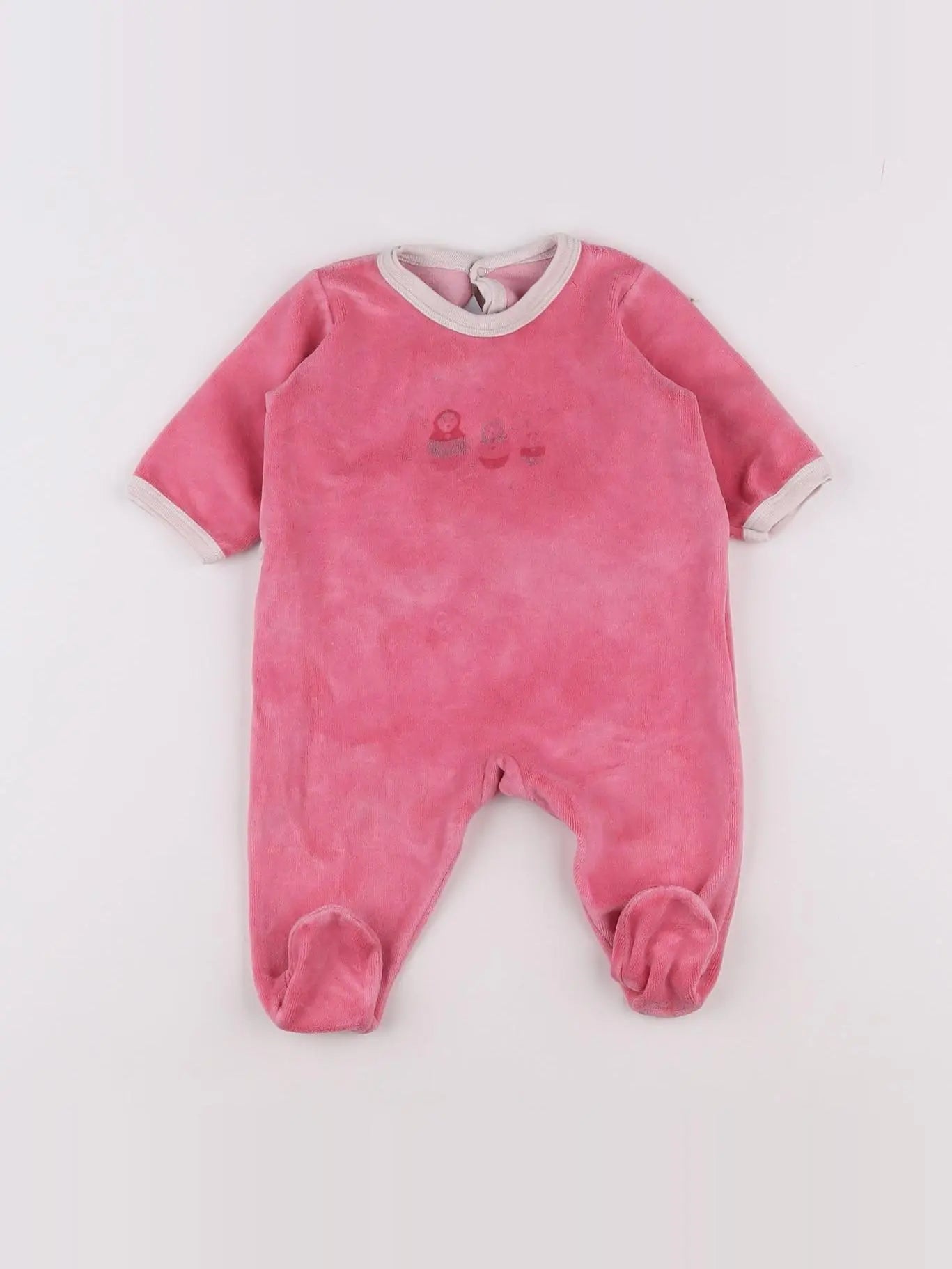 Petit Bateau - pyjama velours rose - 3 mois