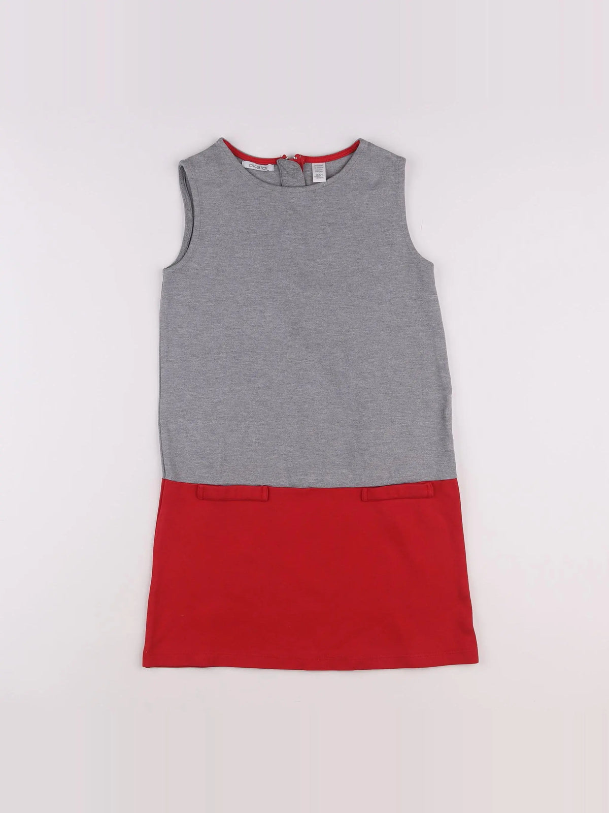 Okaidi - robe gris, rouge - 10 ans