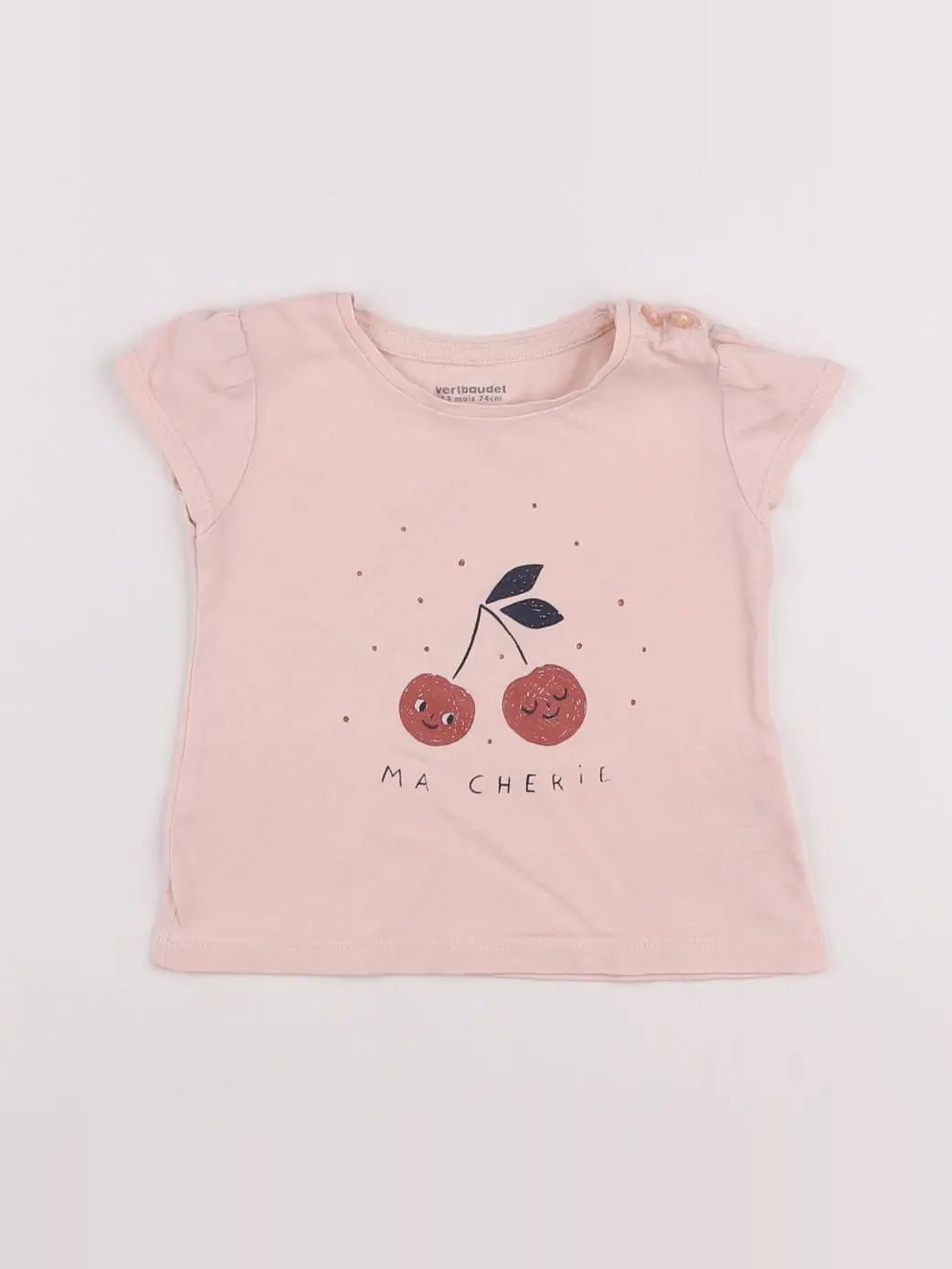 Vertbaudet - tee-shirt rose - 12 mois