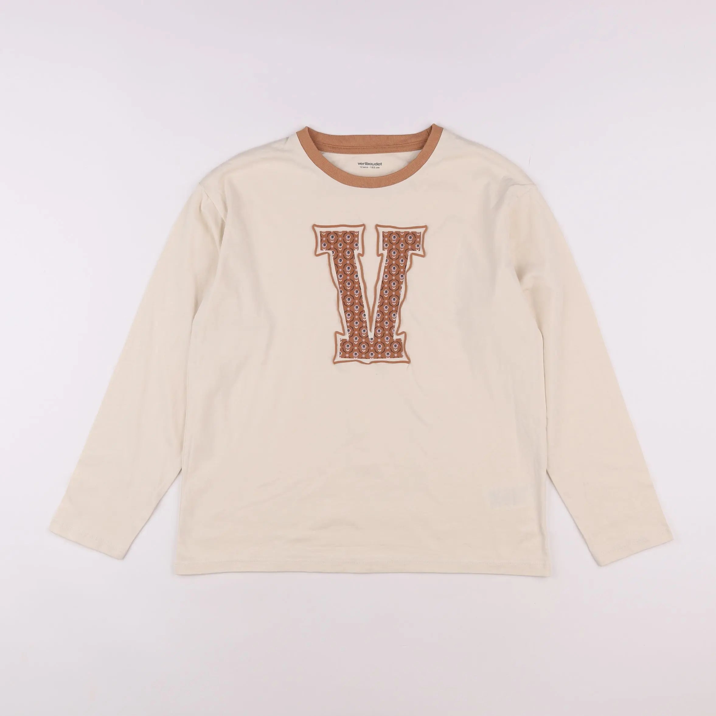 Vertbaudet - tee-shirt beige - 12 ans