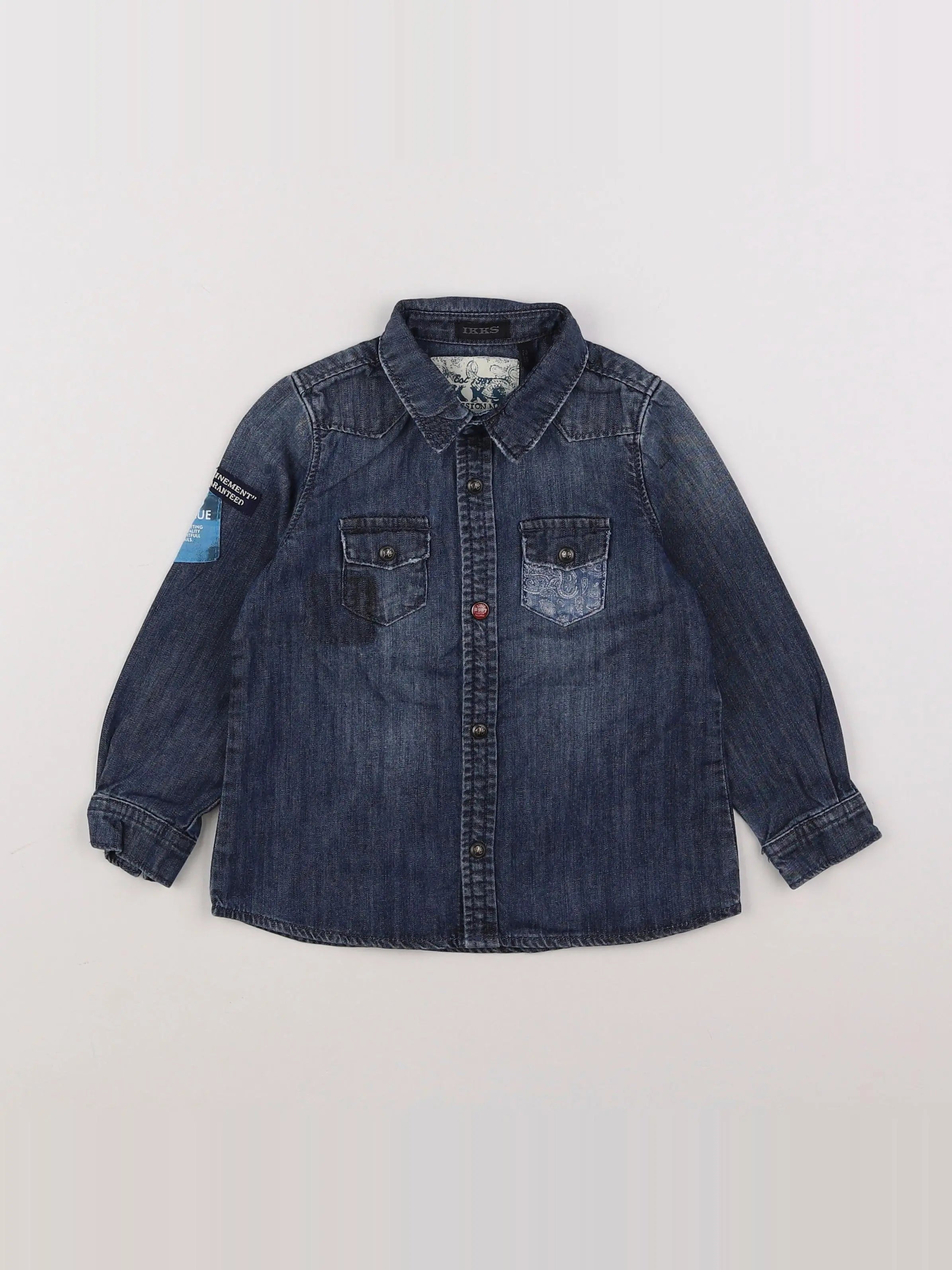 IKKS - chemise imprimé au dos bleu - 2 ans