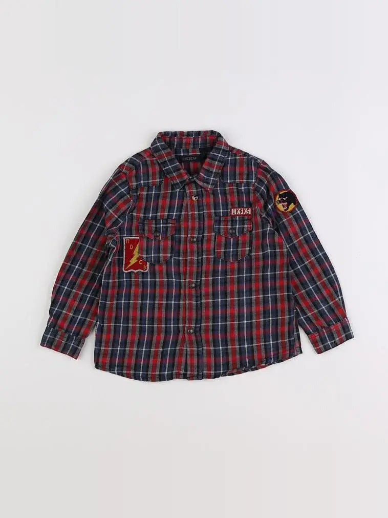 IKKS - chemise bleu, rouge - 2 ans