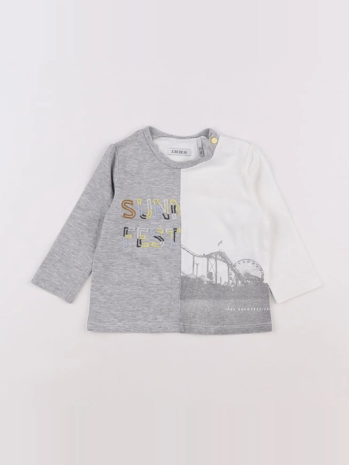 IKKS - tee-shirt gris, blanc - 6 mois