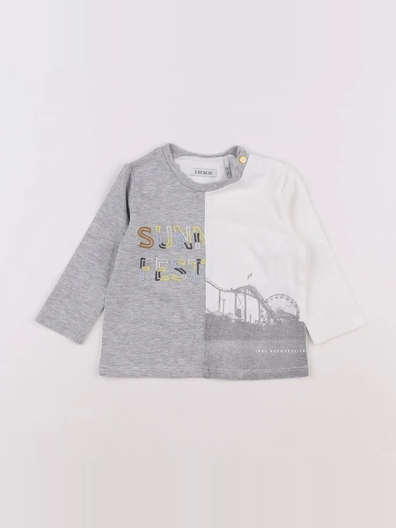 IKKS - tee-shirt gris, blanc - 6 mois