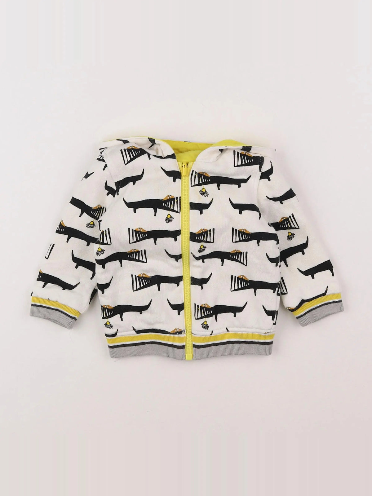Catimini - sweat blanc, noir - 12 mois