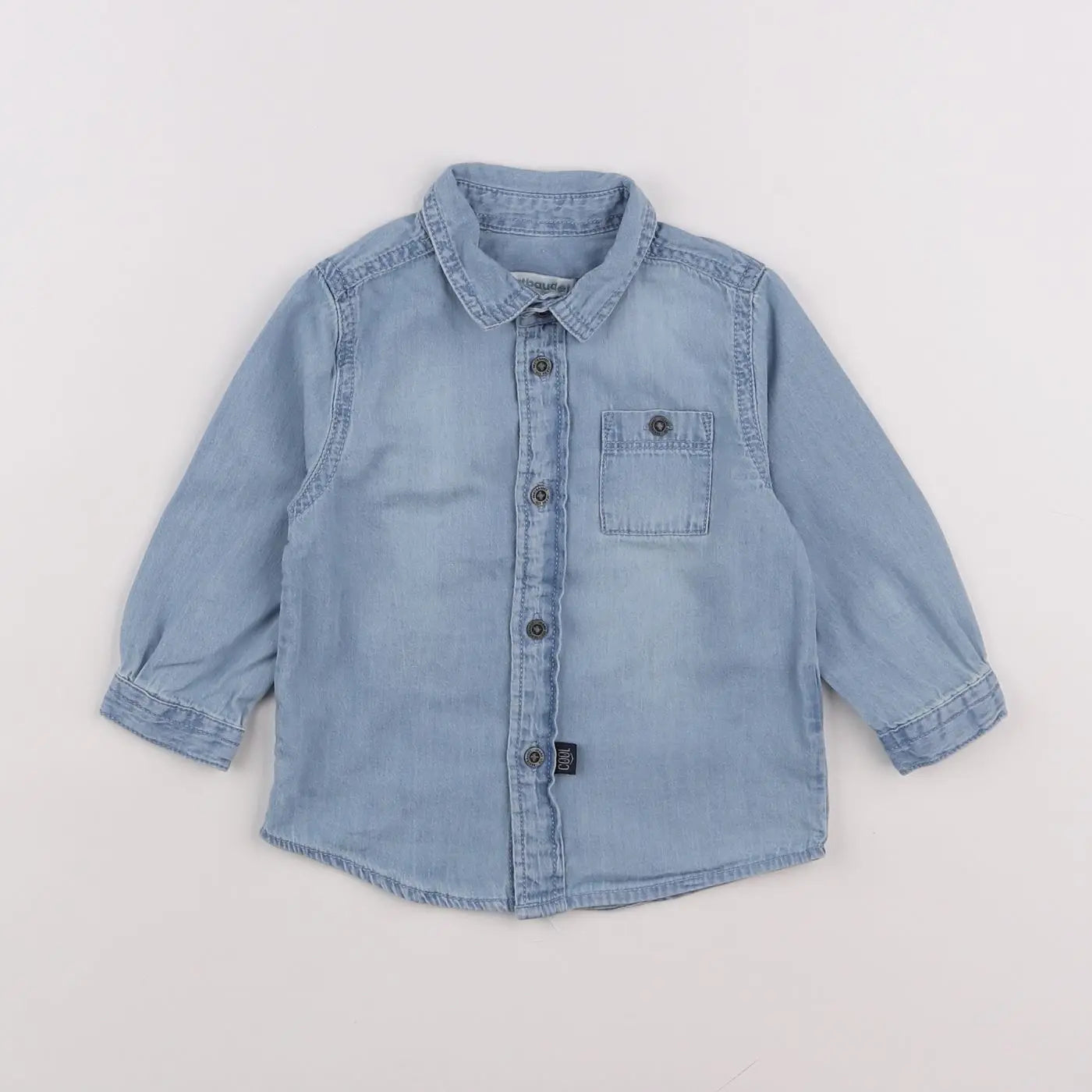 Vertbaudet - chemise bleu - 12 mois