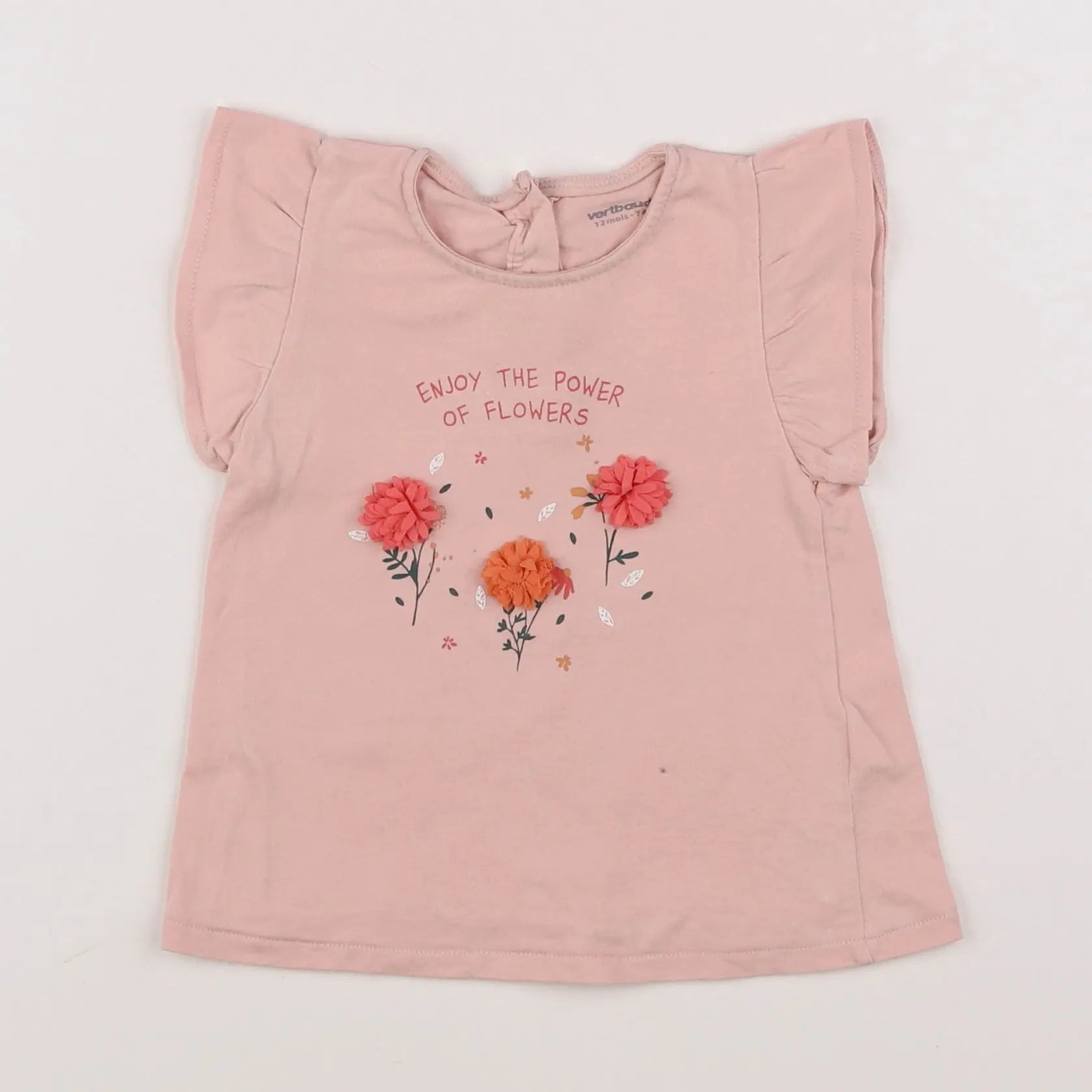 Vertbaudet - tee-shirt rose - 12 mois