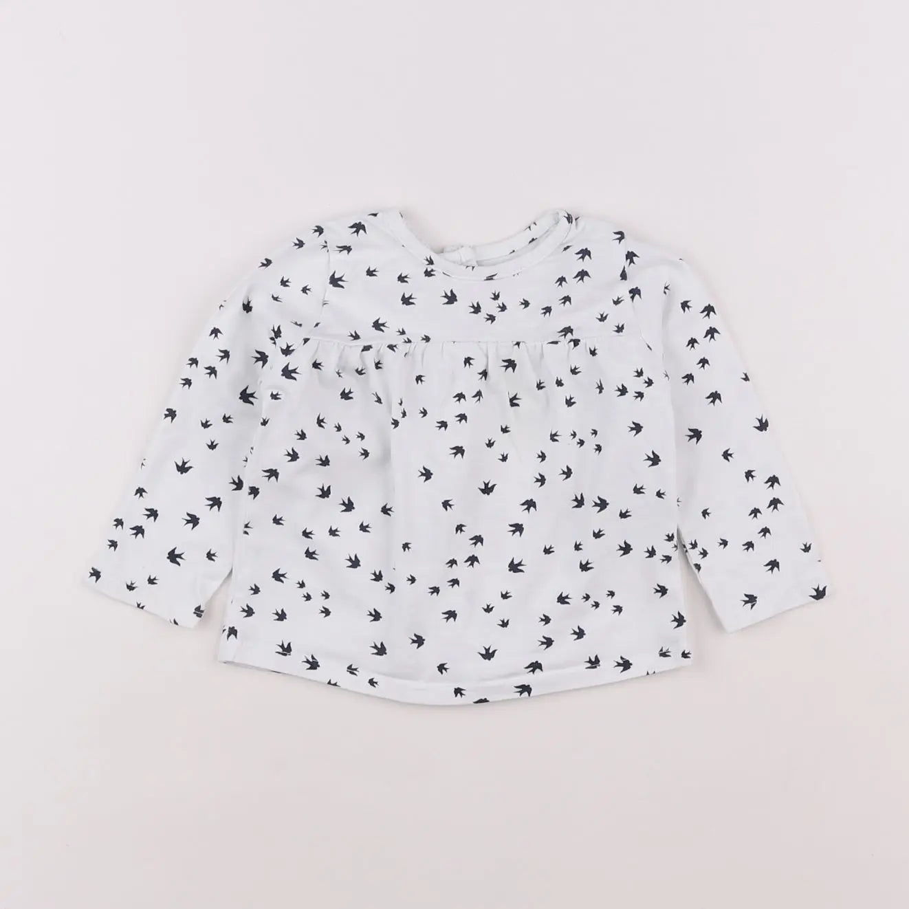 Vertbaudet - tee-shirt blanc, bleu - 6 mois