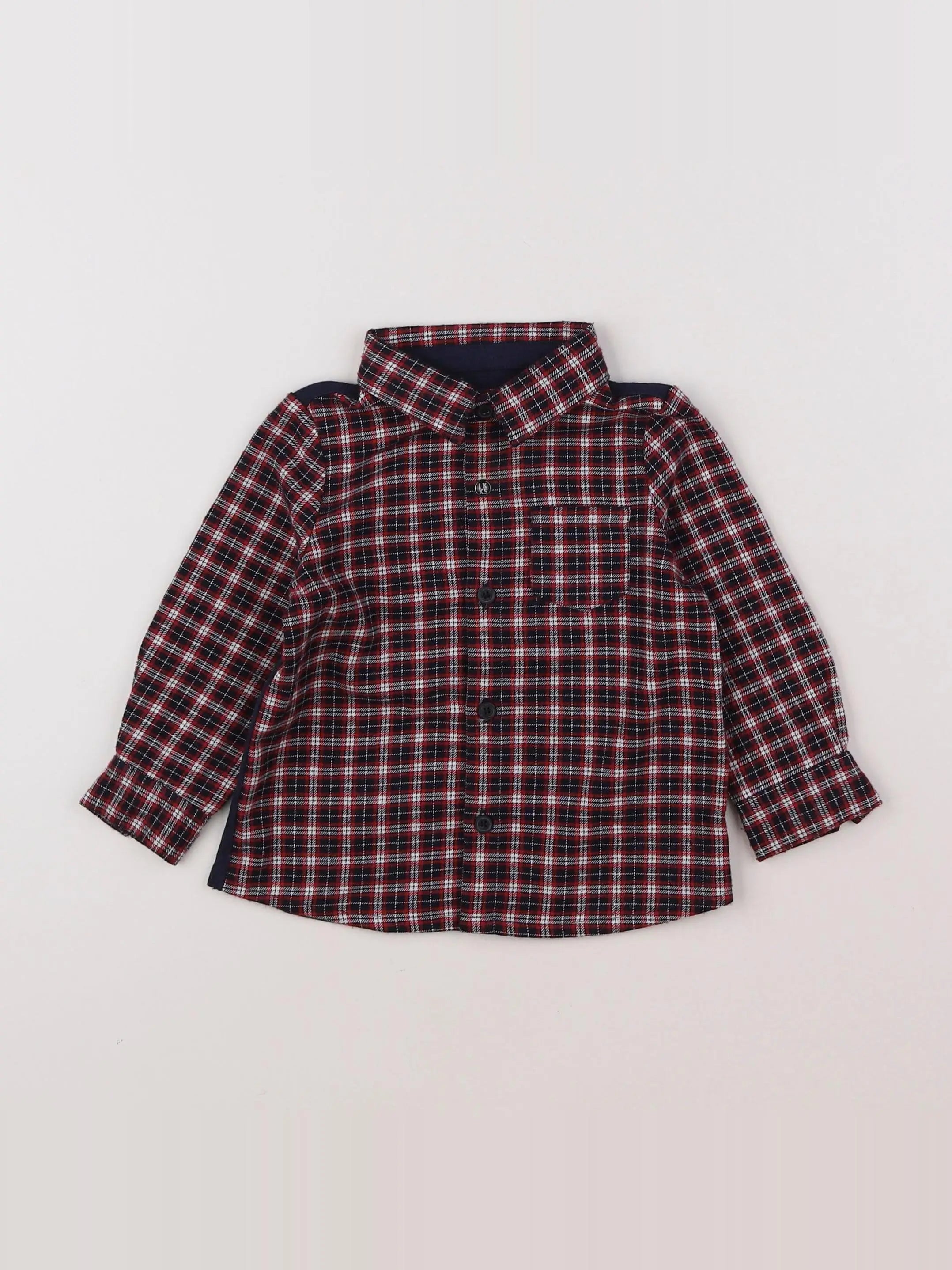 IKKS - chemise bleu, rouge - 12 mois